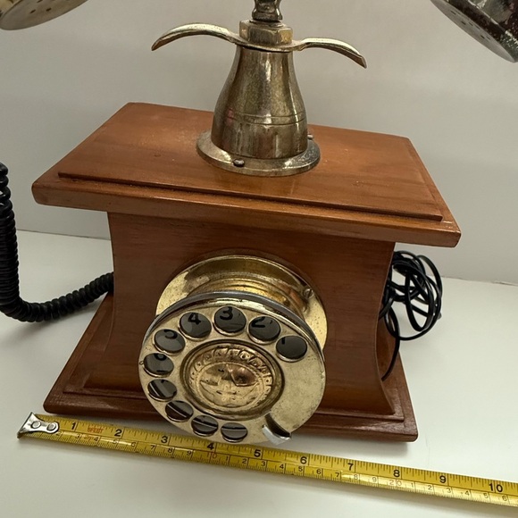 Vintage Rotary Dial Telephone with Wood and Brass - Picture 3 of 11